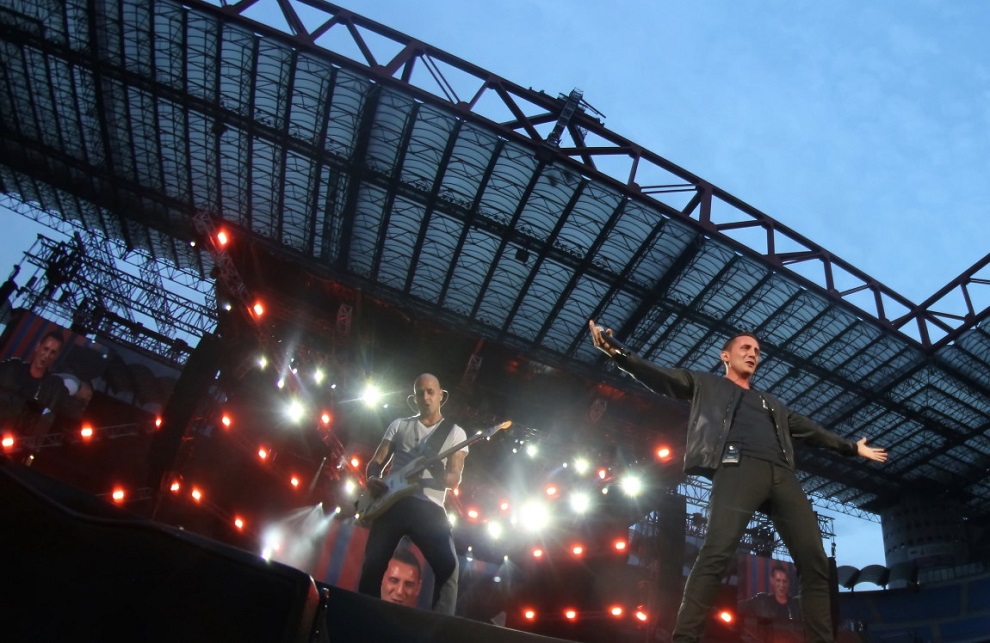 Modà featuring Francesco 'Kekko' Silvestre live in Meazza stadium Milano, Italy. On July 19, 2014